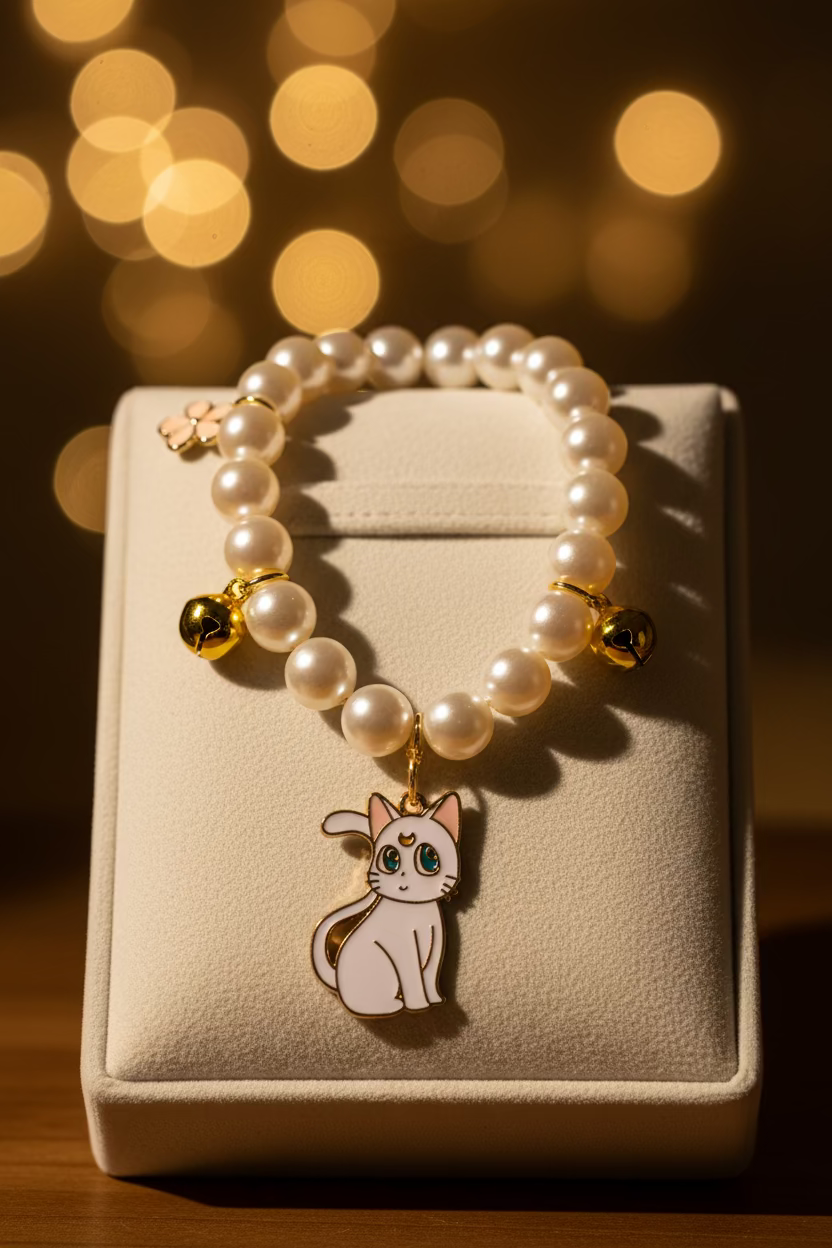 Kawaii kitty inspired necklace with bells small animal