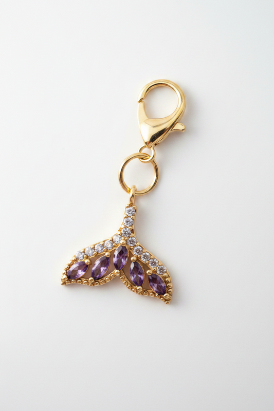 18k Mermaid tail amethyst collar and bracelet charm