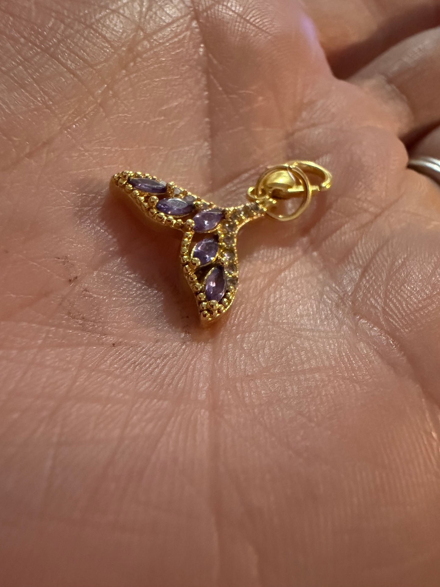 18k Mermaid tail amethyst collar and bracelet charm
