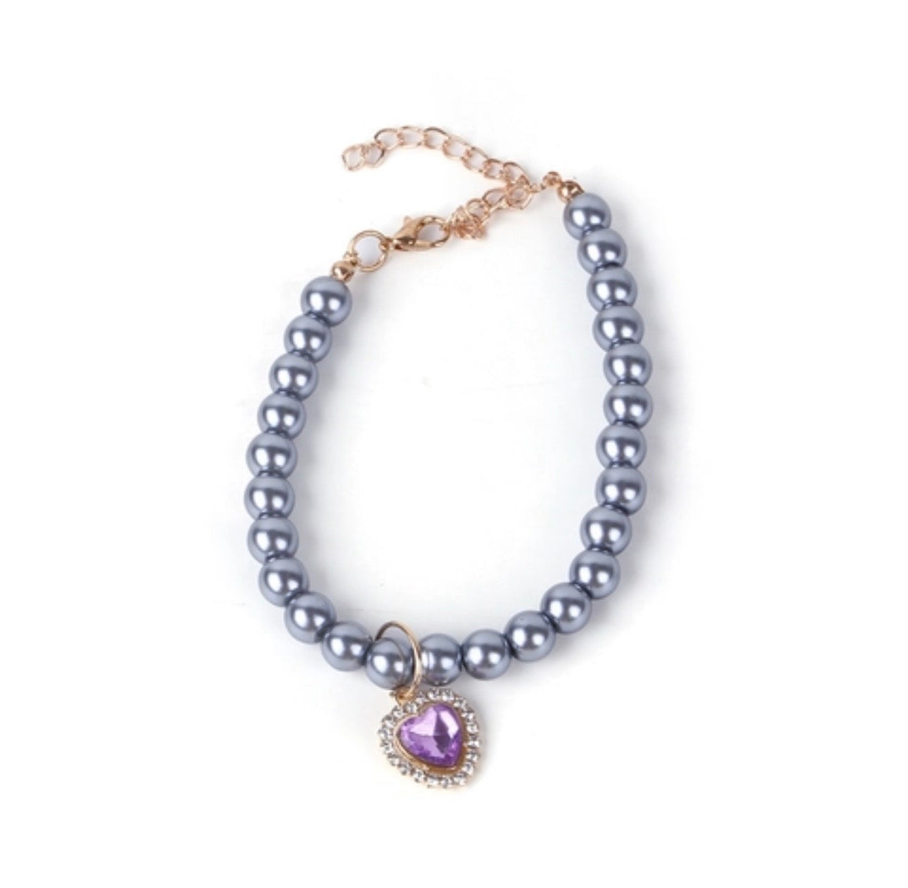 Purple pearl heart necklace size adjustable