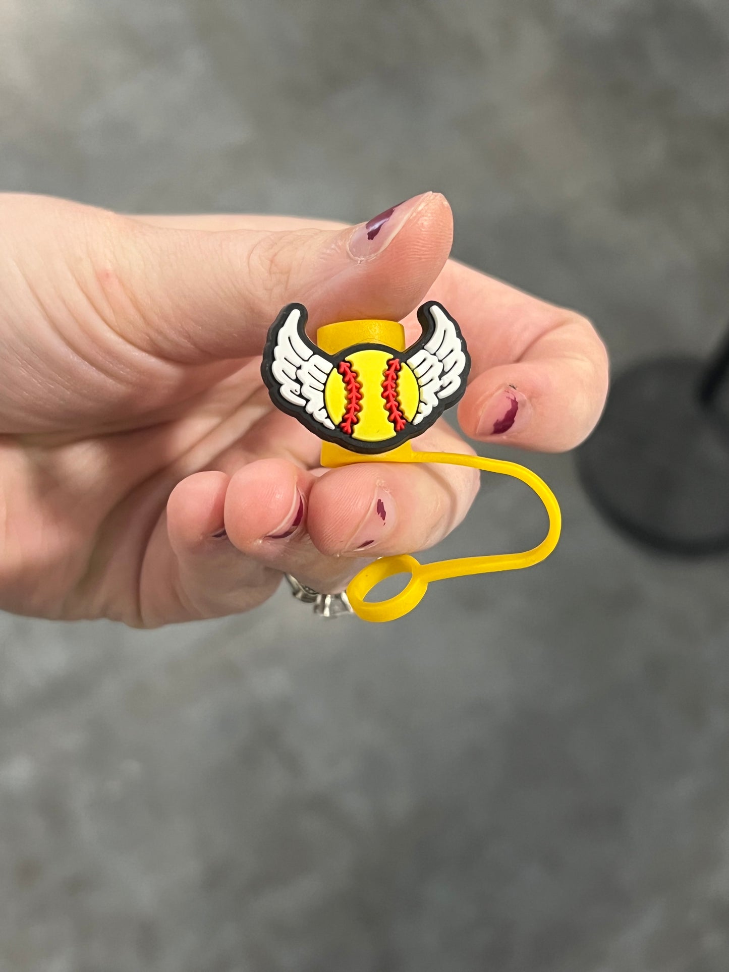 Winged Softball Straw Buddy