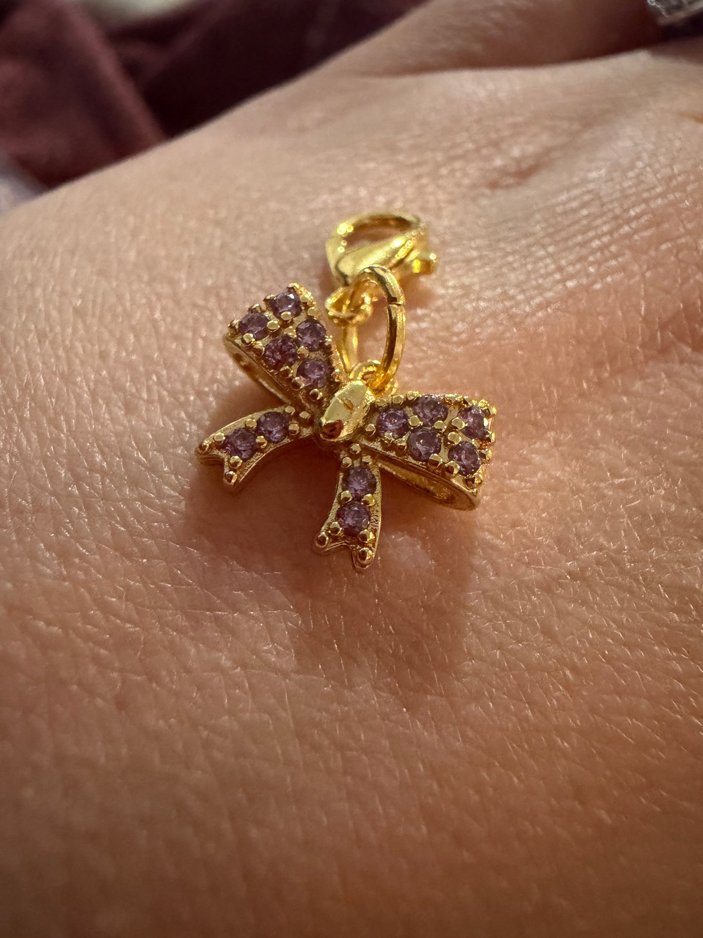 18k amethyst bow charm for collar and bracelet
